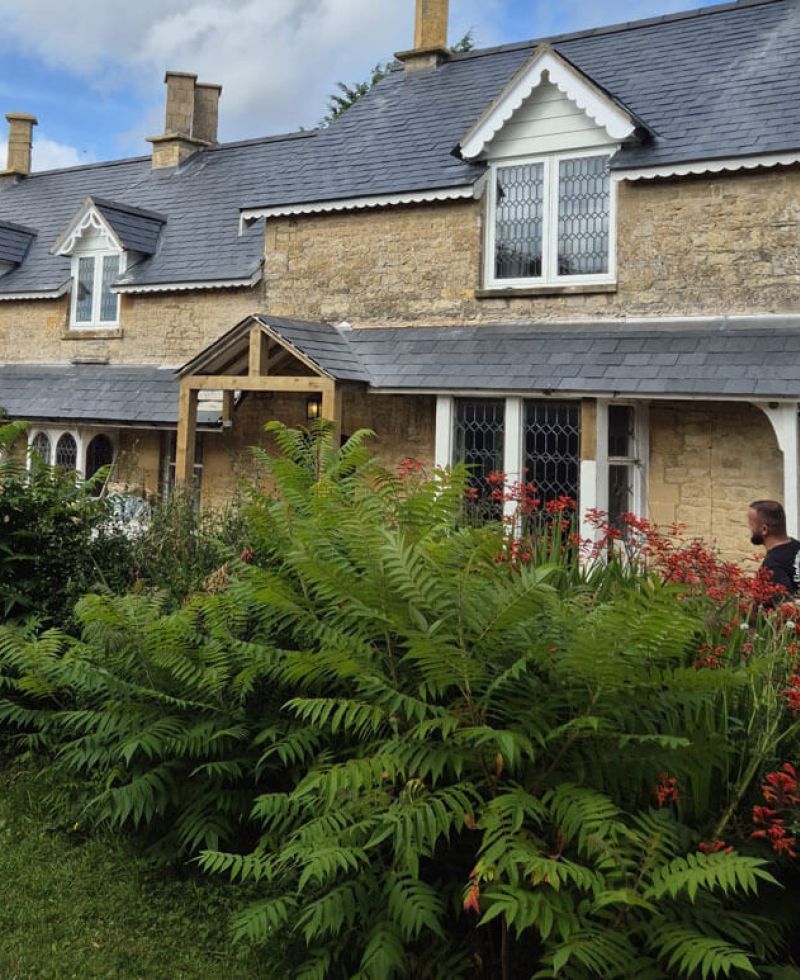 Refurbished detached stone house near Chipping Norton with new slate roof